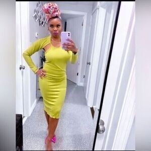 Sammy B Women's Long Sleeve Cut Out Bodycon Green Dress Green‎  XXL